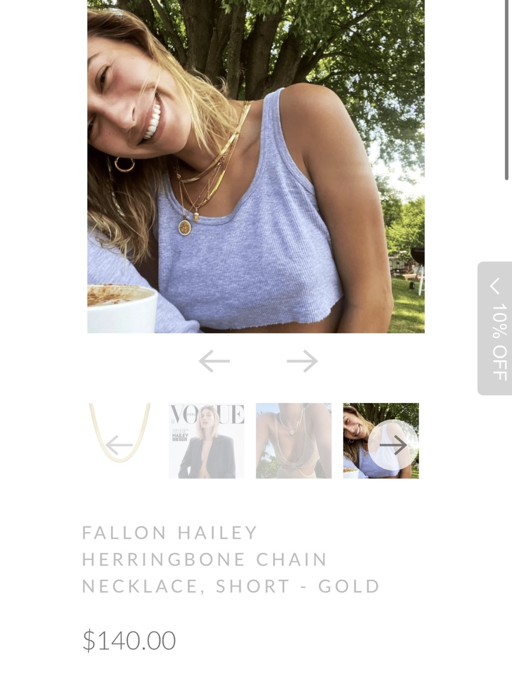 Fallon Jewelry-Gold Herringbone Chain Necklace - Short